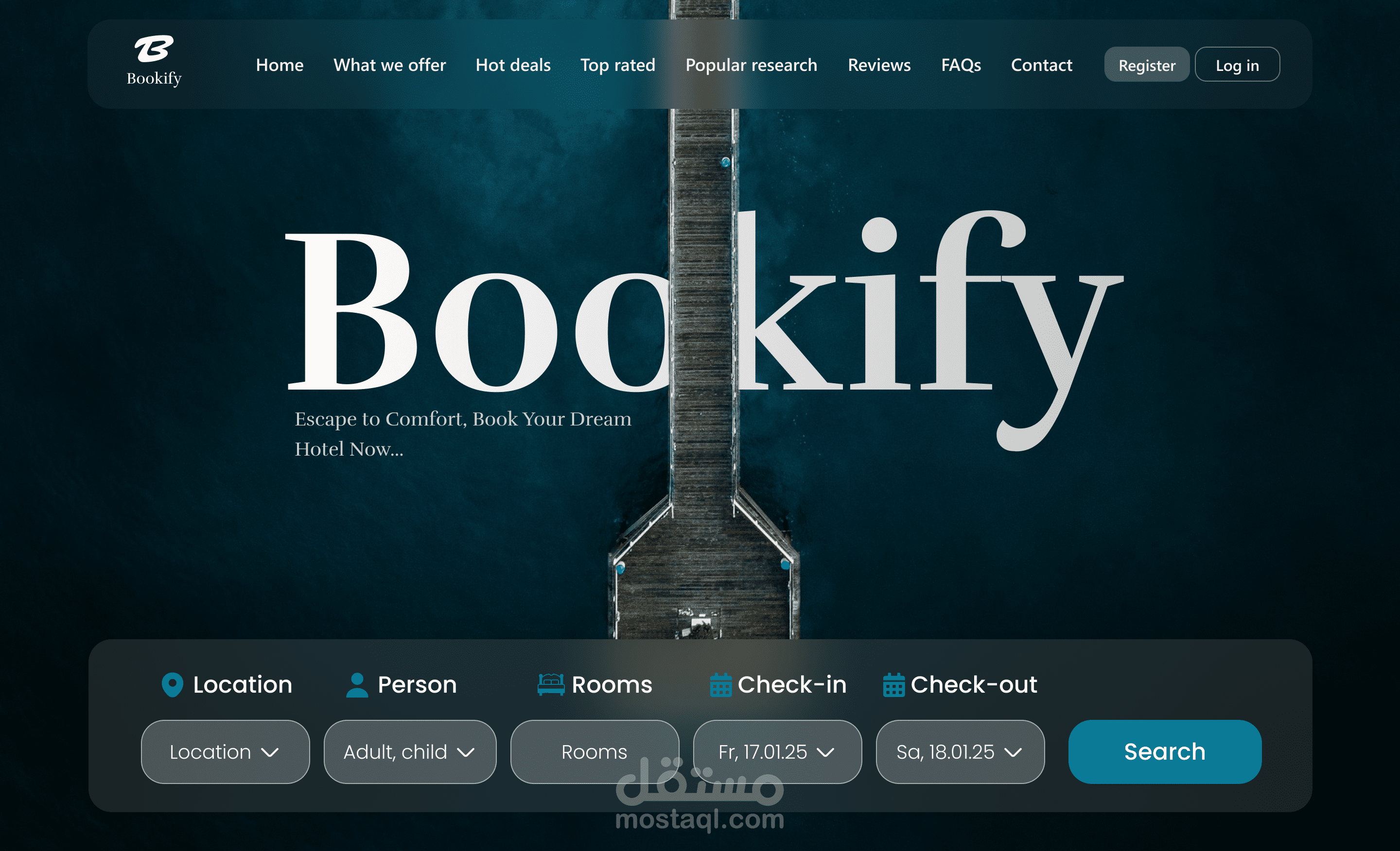 تصميم صفحة هبوط موقع حجز الفنادق - Hotels booking landing page design