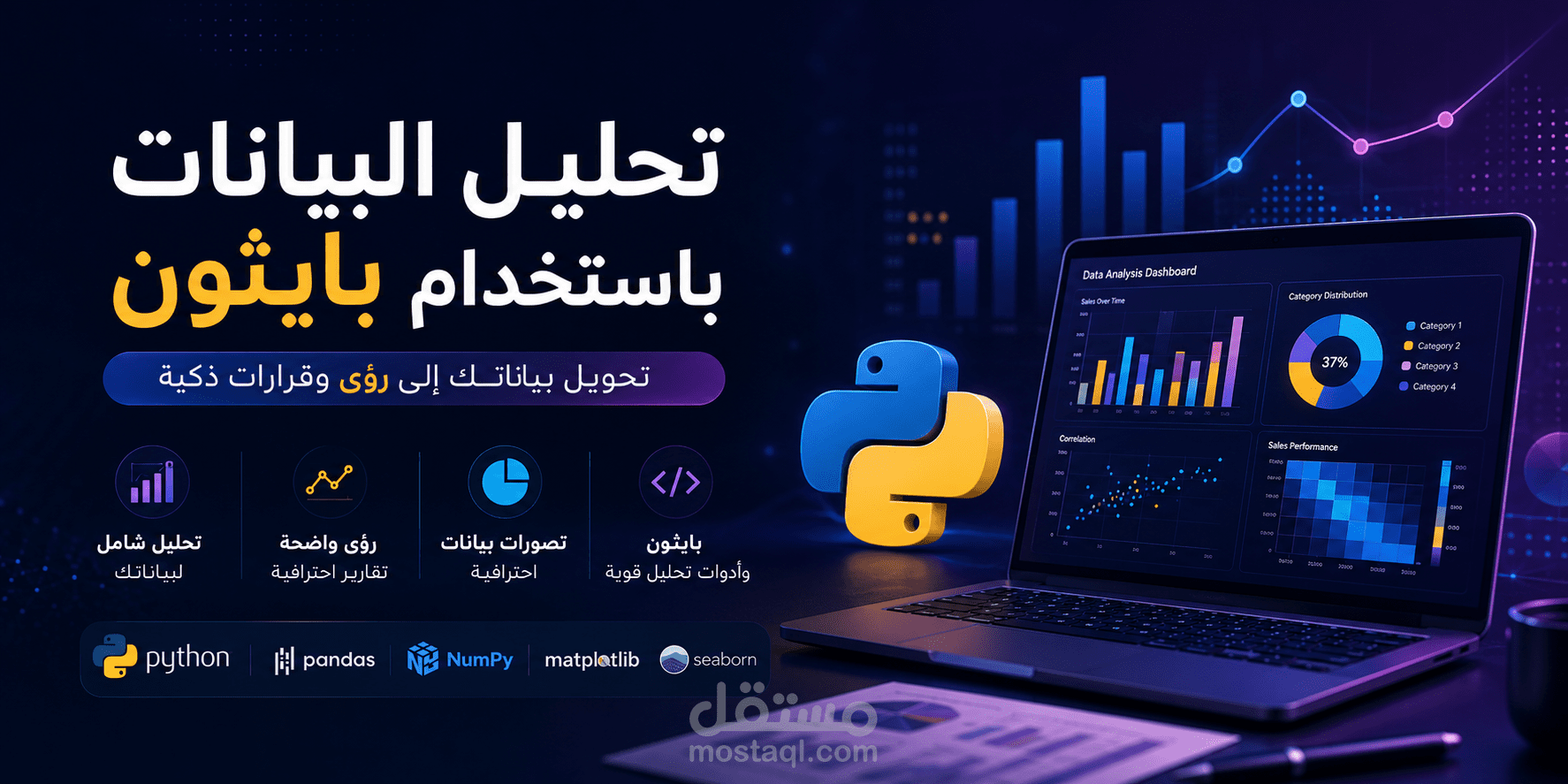 تحليل البيانات باستخدام Python واستخراج رؤى وتقارير احترافية