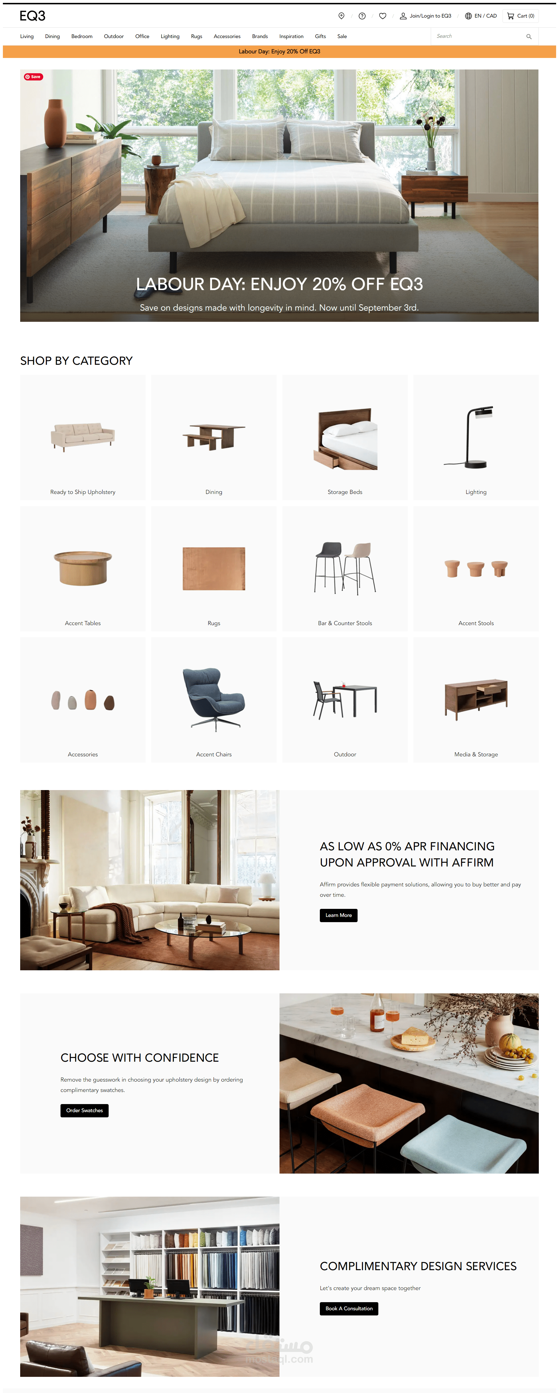 Imitate Furniture store landing page with react and mui