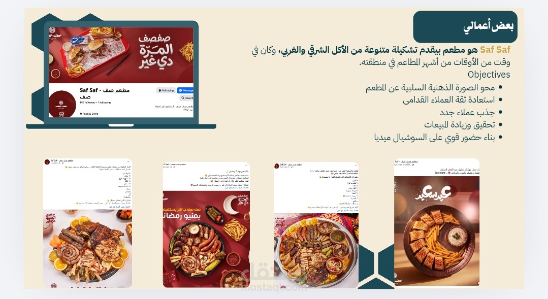 إعداد استراتيجية سوشيال ميديا وخطة محتوى كامله لمطعم