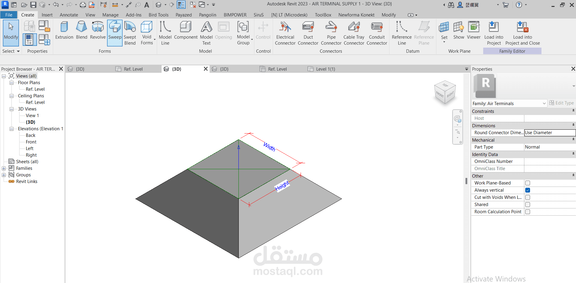 عمل الفاميليز الخاصة بالمشروع -Creating Projects Families using Revit