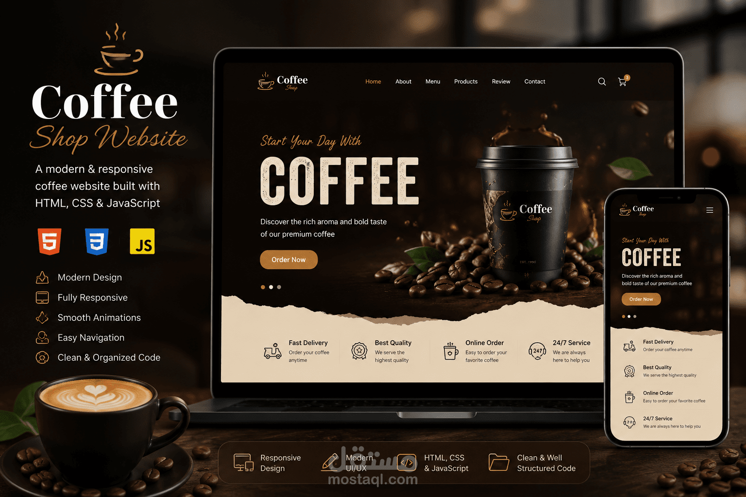 Coffee Shop Website | موقع مقهى احترافي