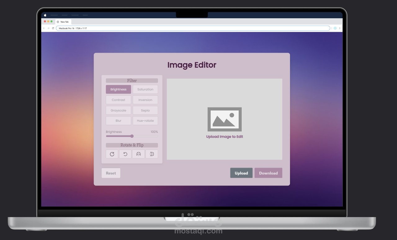 تطبيق ويب ذكي لتحرير الصور بتعديلات فورية وواجهة جذابة