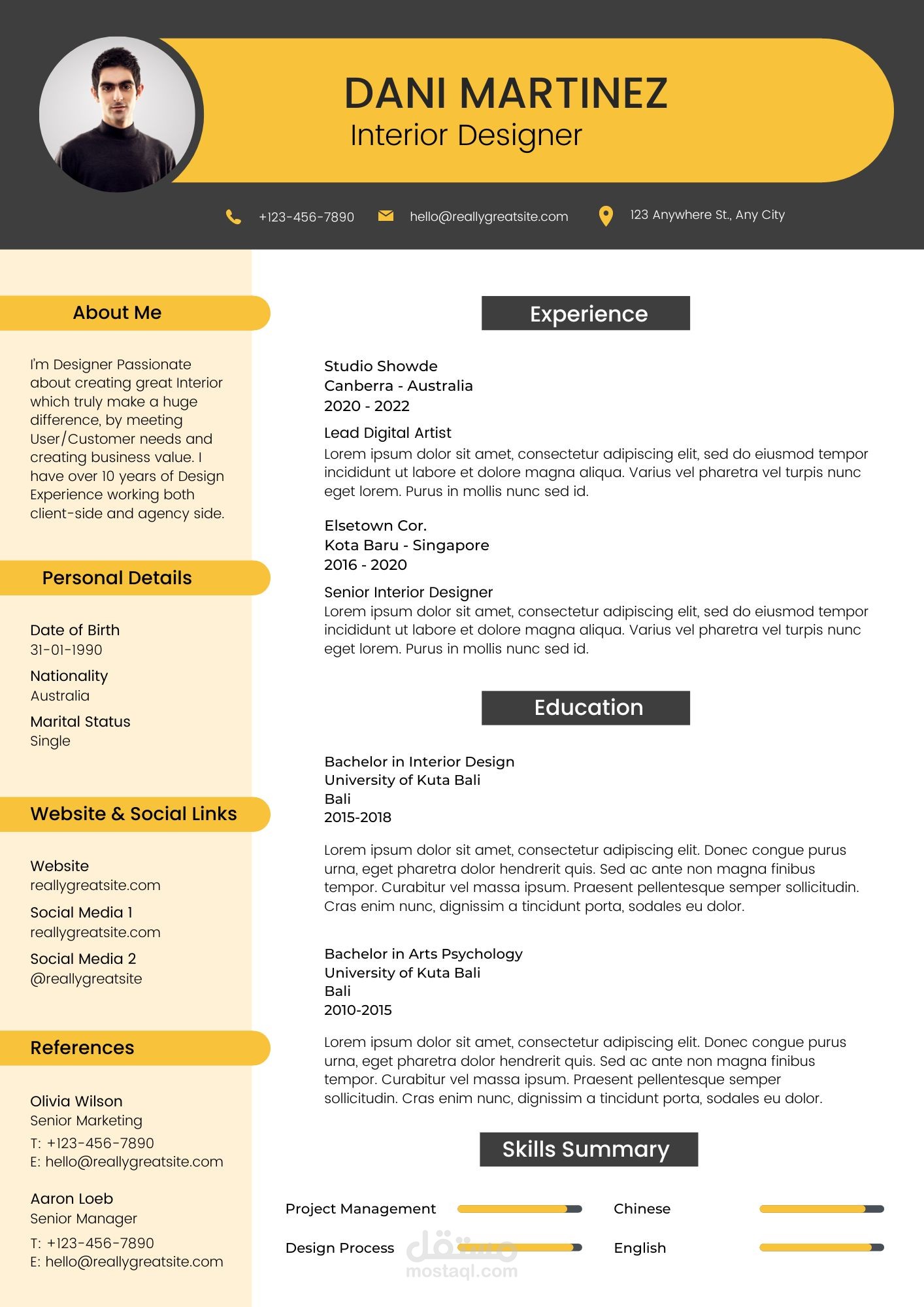 سيرة ذاتية انفوجرافيك