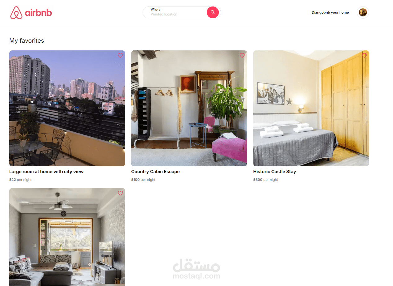 وصف موقع نسخة Airbnb (Airbnb Clone Website)