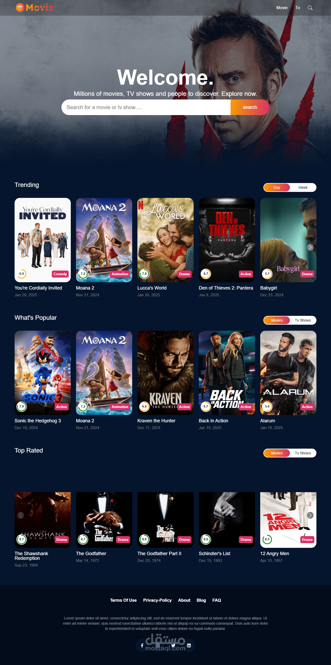 تصميم وتطوير موقع أفلام ومسلسلات احترافي باستخدام React و Next.js