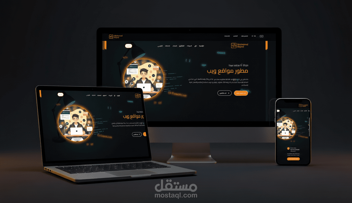 بورتفوليو احترافي لمطور ويب | تصميم متجاوب يعرض المهارات والأعمال