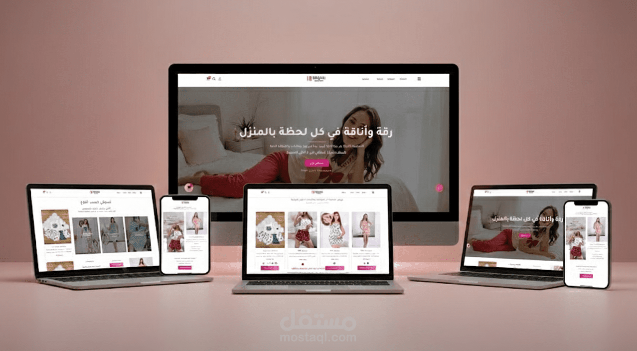 تصميم  متجر إلكتروني لبراند "رقة" المتخصص في بيع ملابس اامنزل
