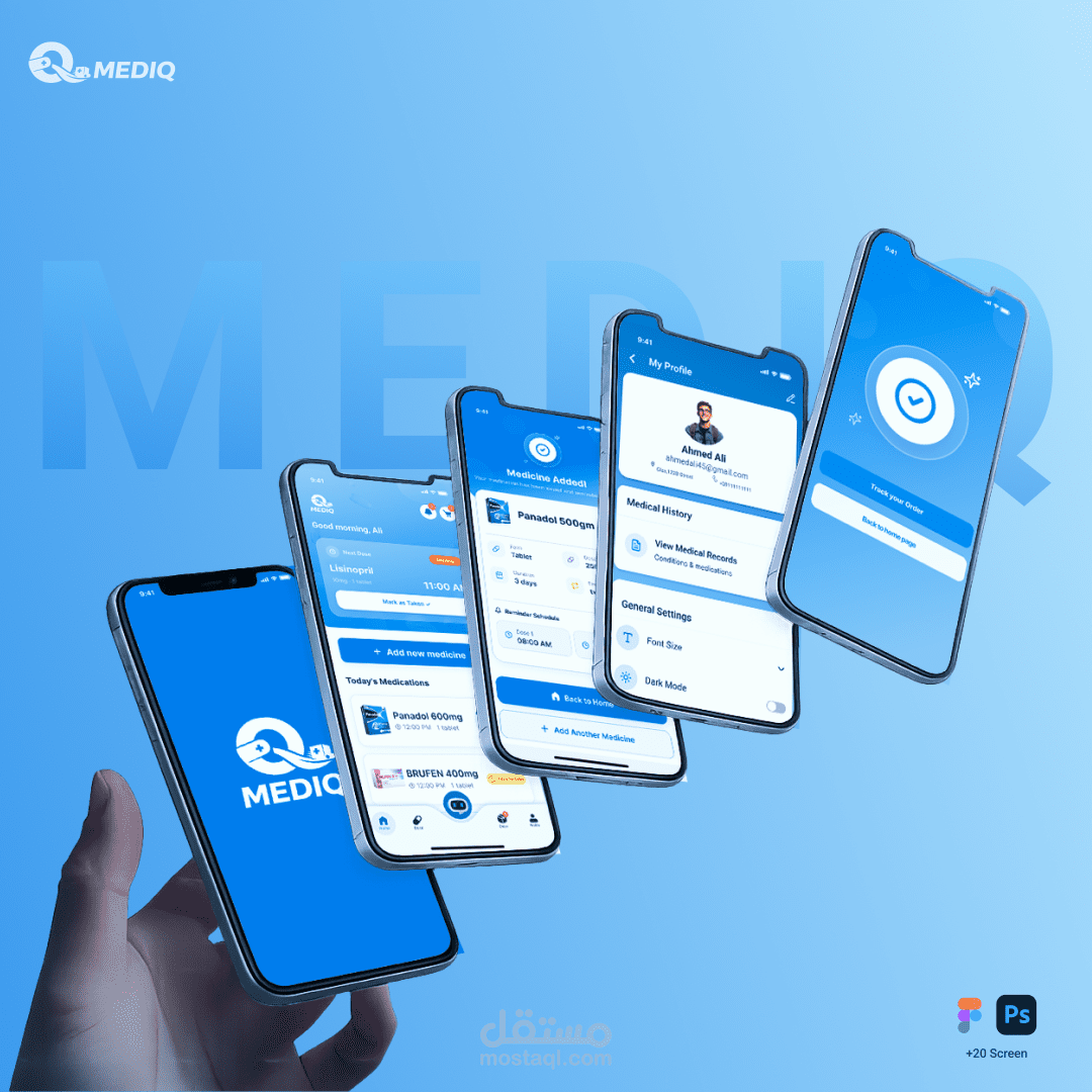 MEDIQ  – تطبيق إدارة طبية UI/UX Design