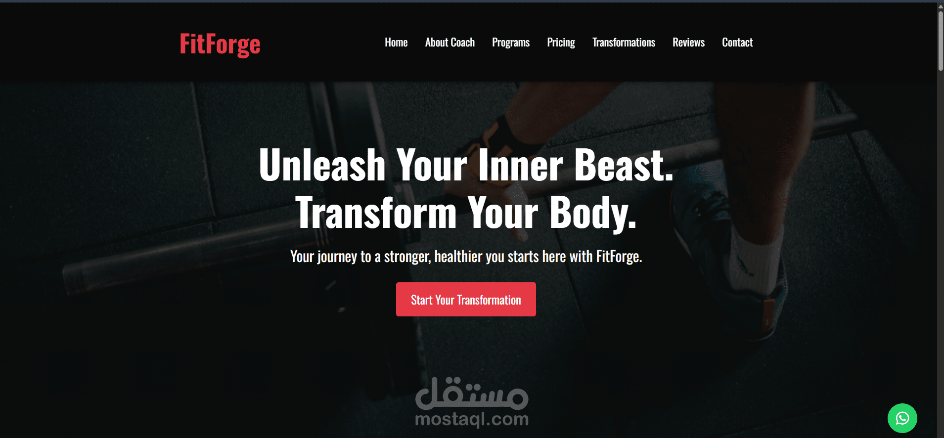 تصميم موقع كوتش لياقة بدنية احترافي – FitForge | Fitness Coach Website