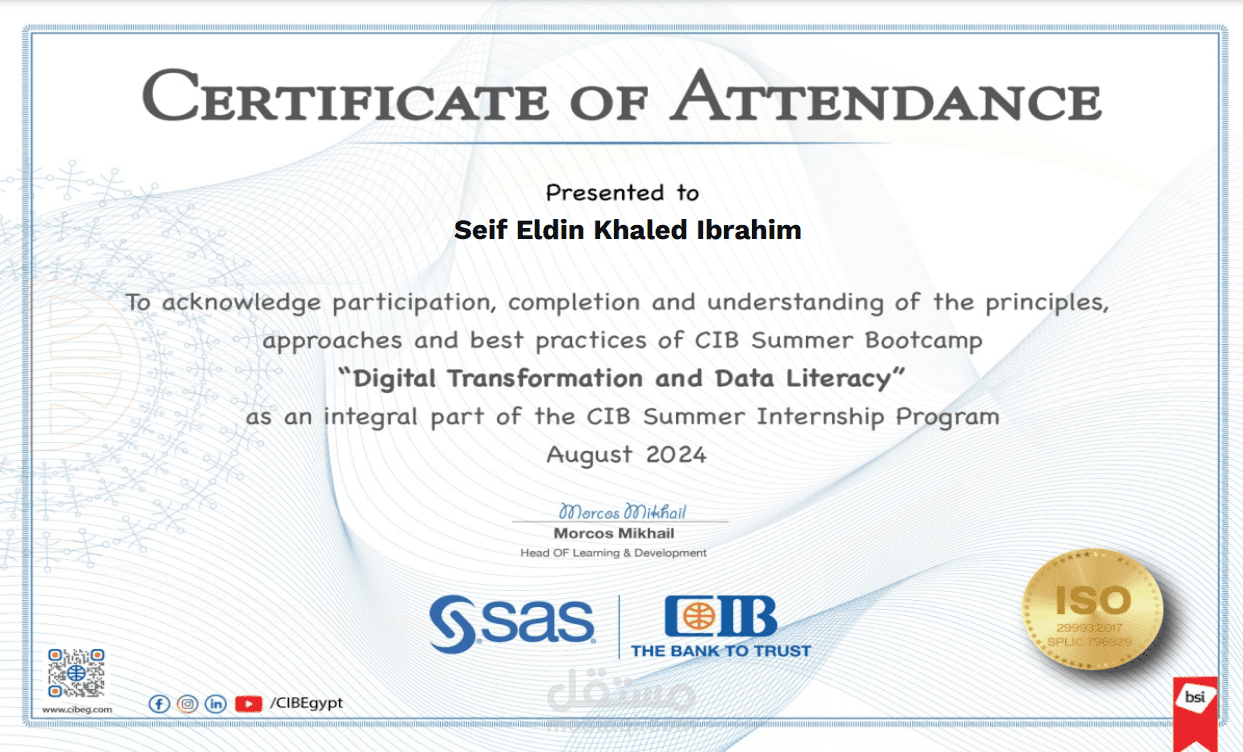 شهادة SAS في مهارات البيانات (Data Literacy)