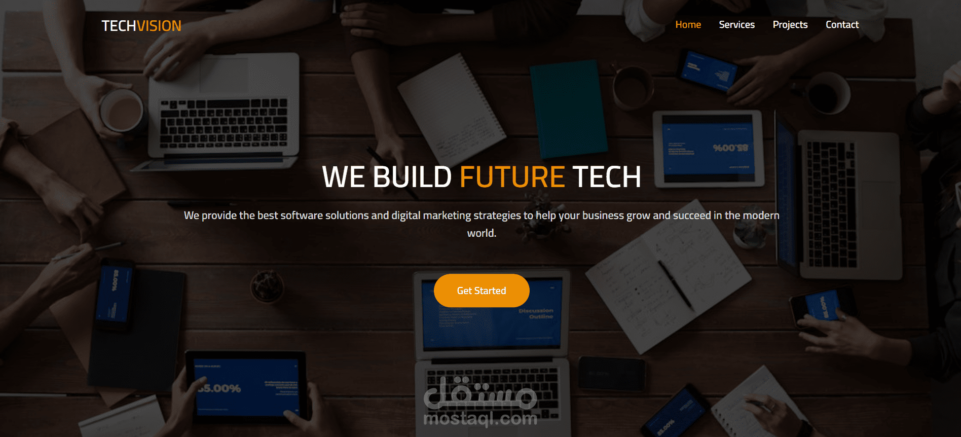 تصميم وتكويد صفحة هبوط (Landing Page) متجاوبة لشركة خدمات تقنية
