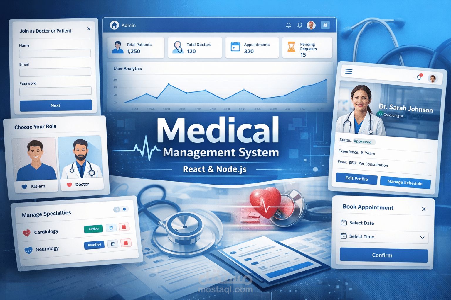 Full Stack Medical System (React.js & Node.js) – Admin Dashboard & Multi-Role Platform