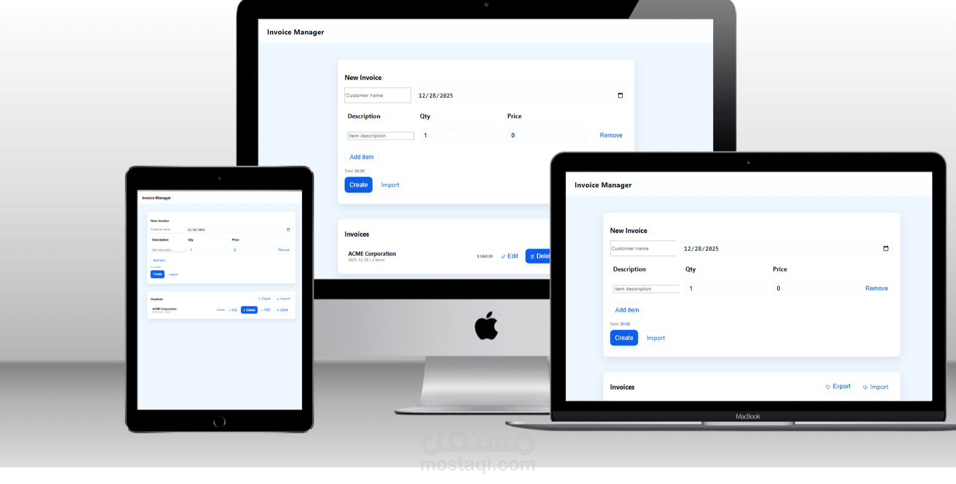 نظام إدارة فواتير Invoice Manager