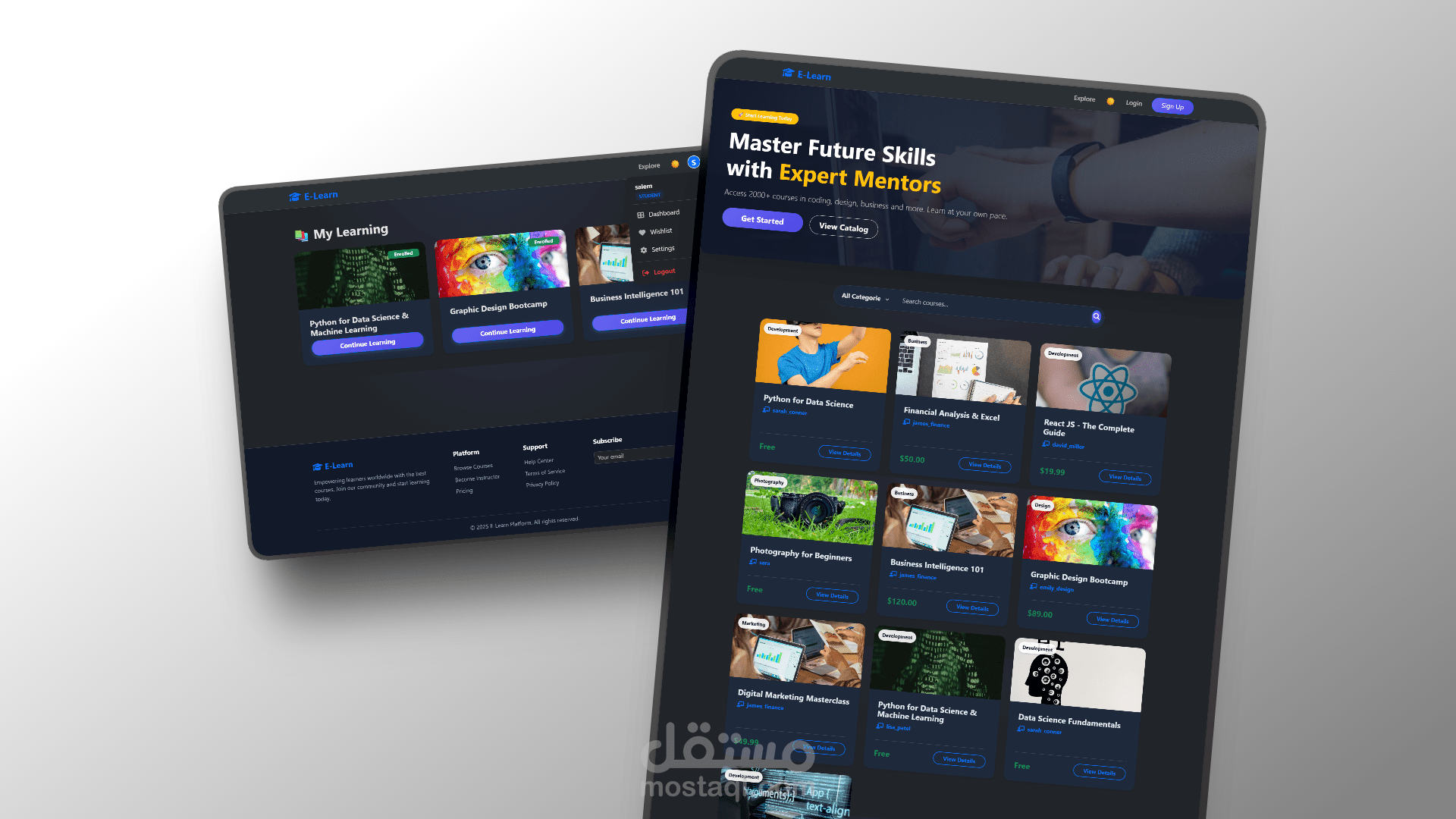 منصة تعليمية متكاملة ( Full-Stack E-Learning Platform)