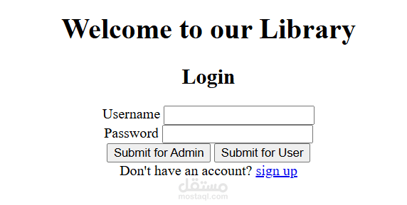 Sign in page for library website
