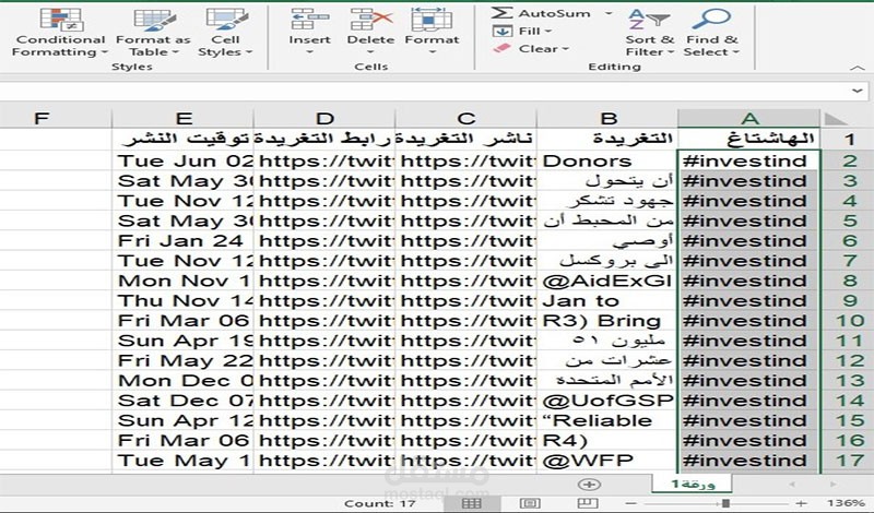 استخراج جميع التغريدات لحساب على تويتر