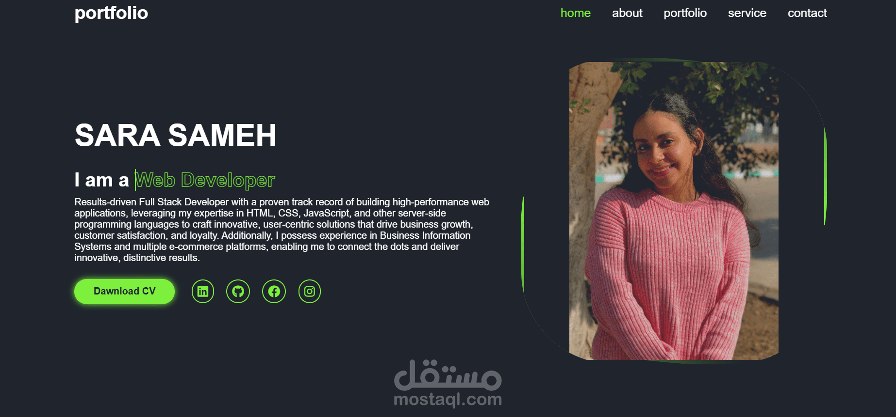 صممت portfolio كامل عنى بأحدث التقنيات وبأستخدام front-end