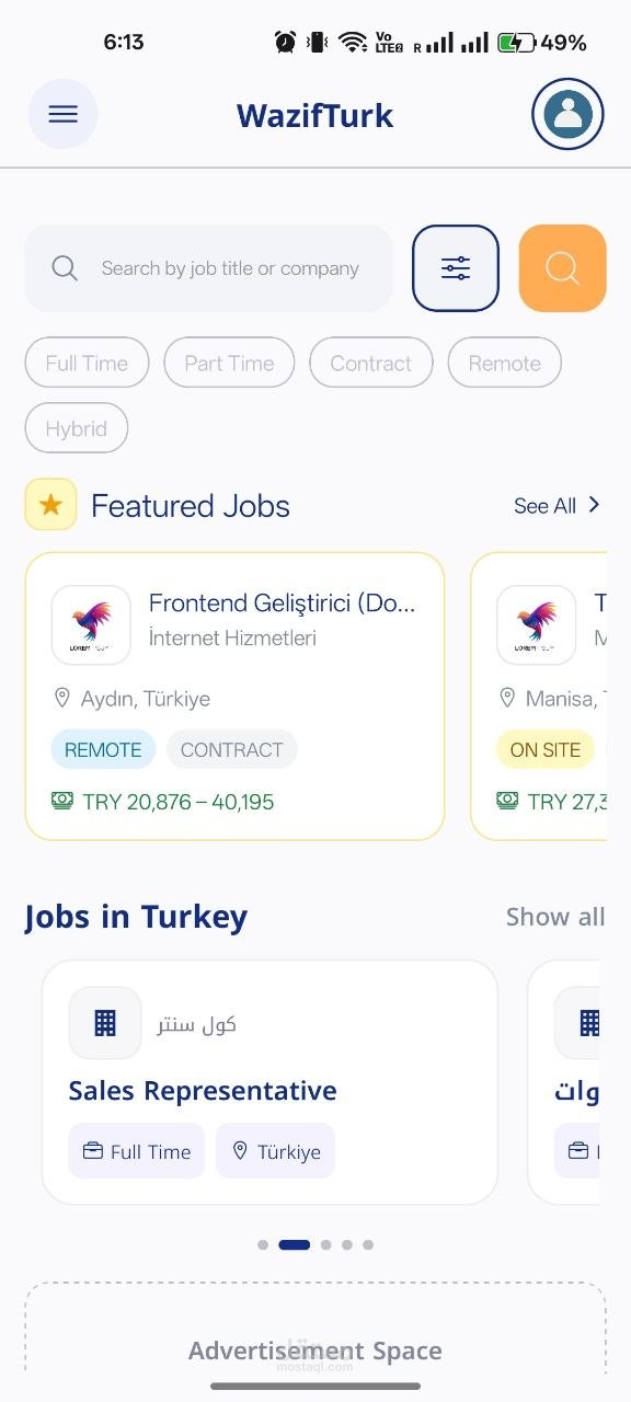 تطبيق "وظيفتورك" (WazifTurk) لأندرويد- منصة توظيف في تركيا