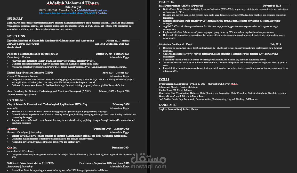 عمل CV احترافي متوافق  مع معايير ال ATS