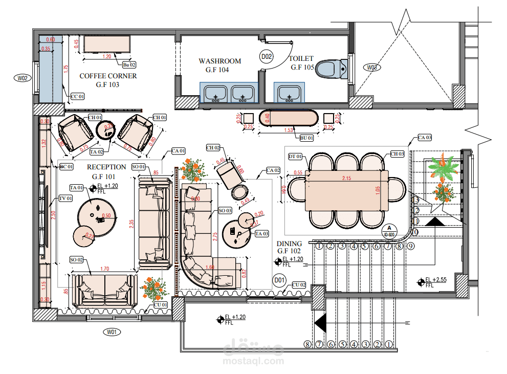 مخططات تنفيذية لشقة سكنية