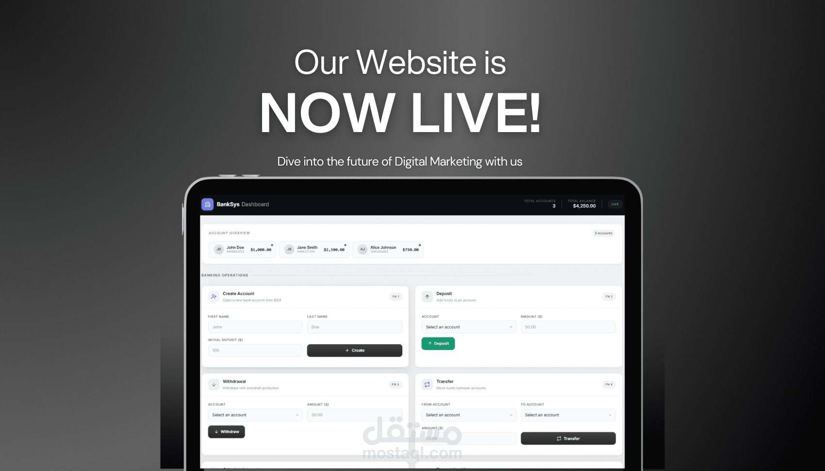 BankSys - نظام بنكي احترافي متكامل