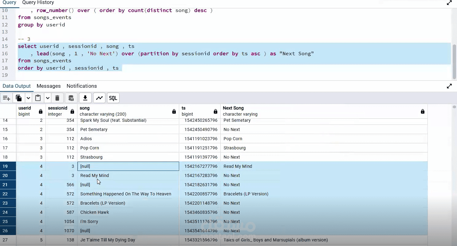 Developed advanced SQL queries to analyze user song listening data within a database The project include. d