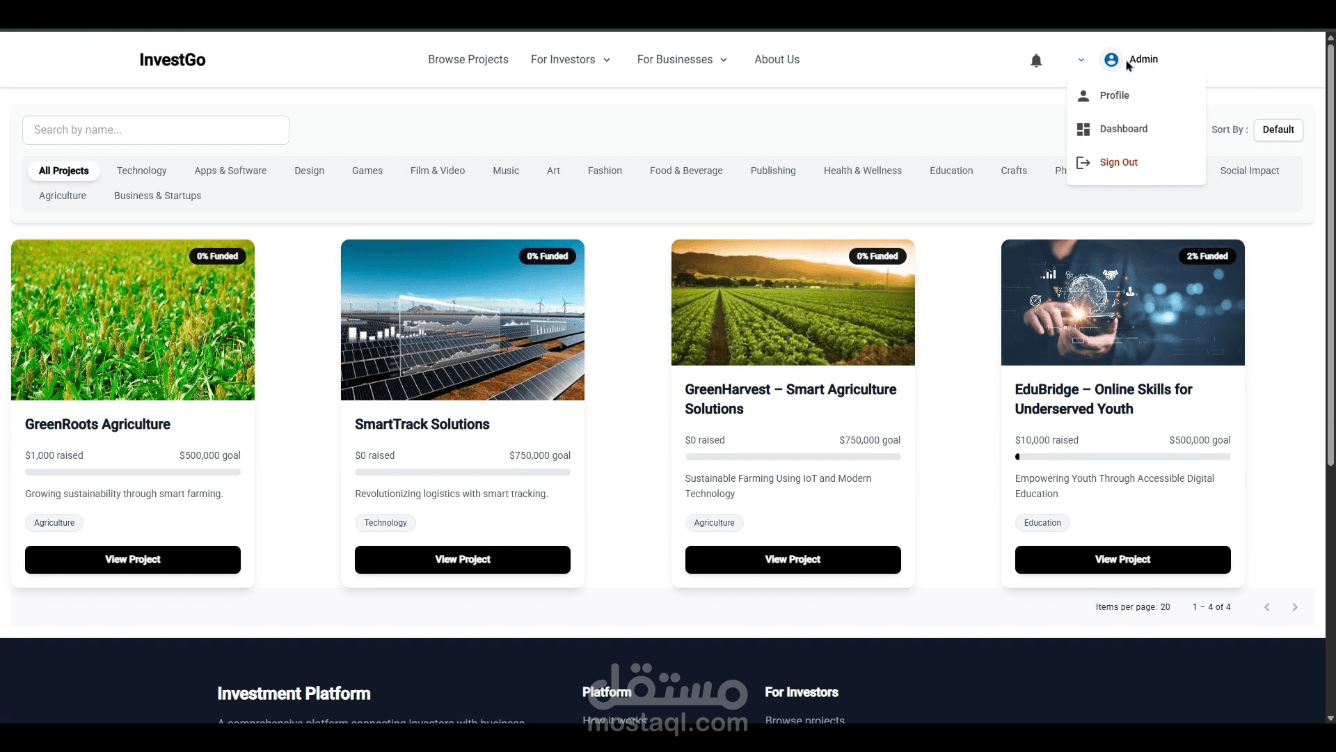Investment Platform Investo Web Application (.Net + Angular)