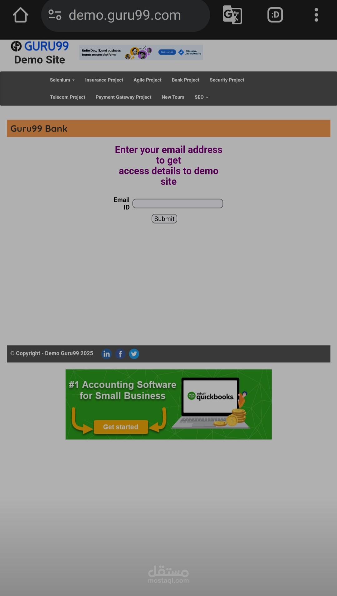 Manual Testing:demo guru banking
