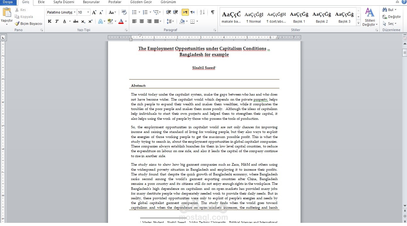 The Employment Opportunities under Captilism Conditions