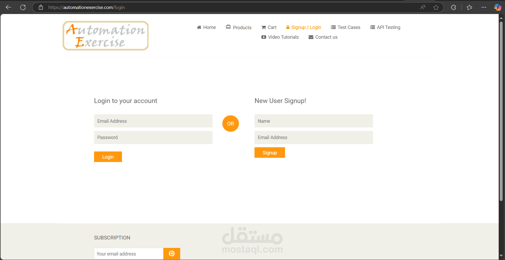 مشروع اختبار موقع Automation Exercise (Web & API) باستخدام Selenium و Postman