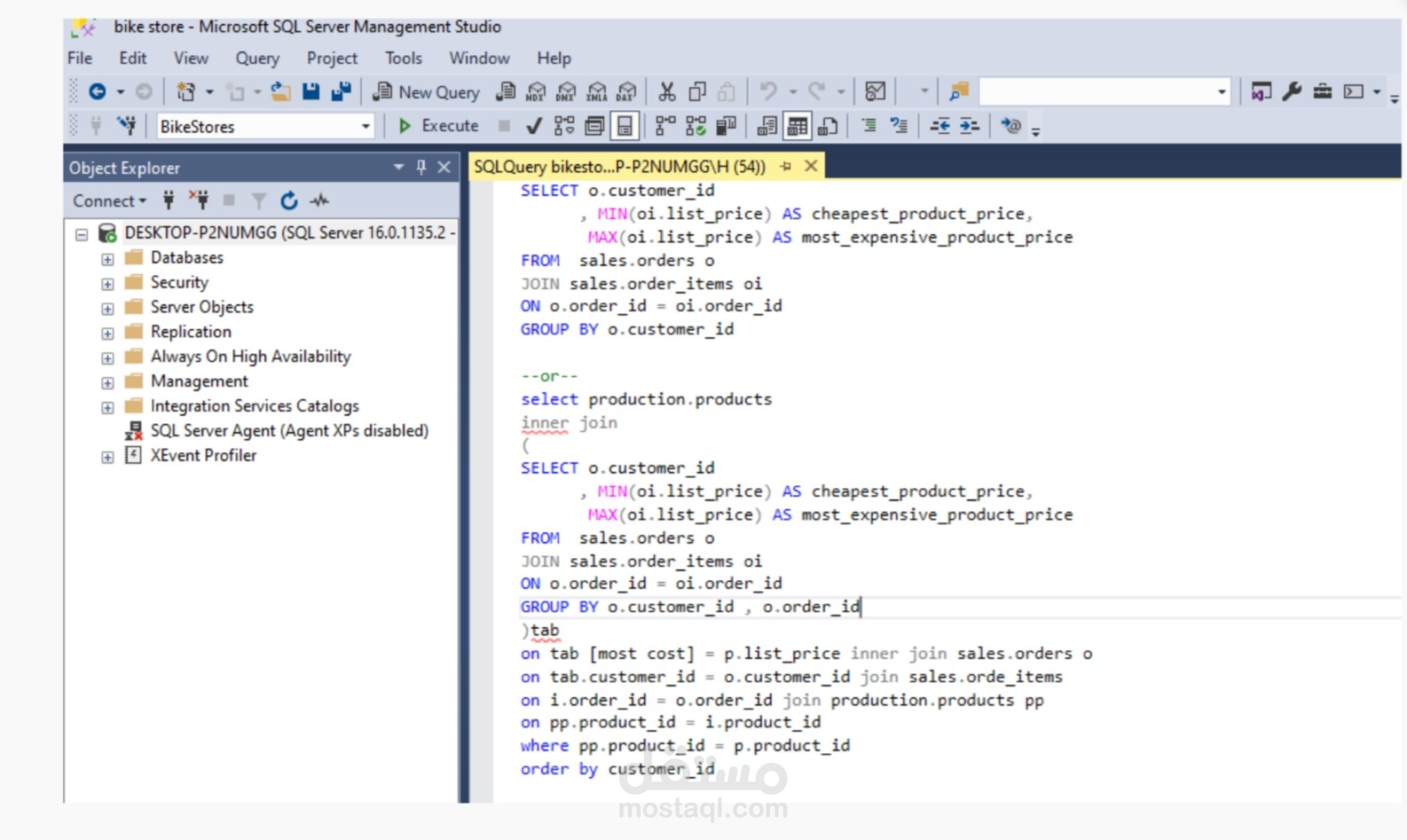 تحليل بيانات متجر دراجات باستخدام SQL Server