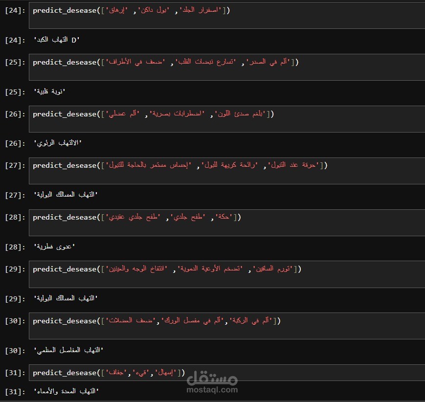 تطوير نظام ذكاء اصطناعي لتشخيص الأمراض بناءً على الأعراض