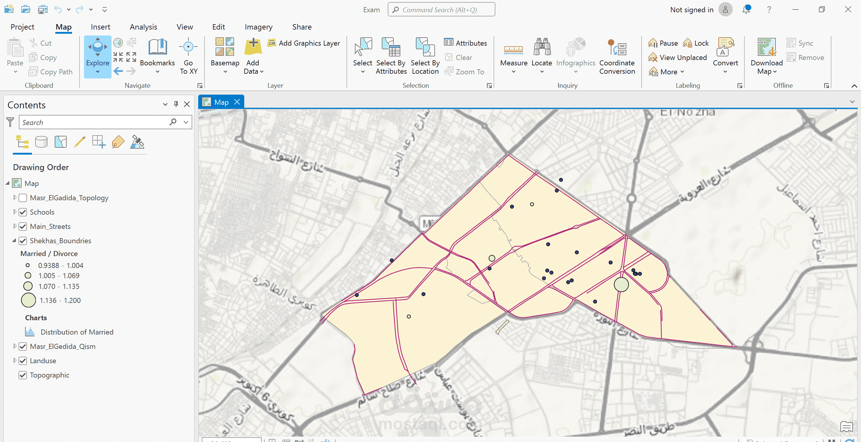 تحليل  لشياخات القاهرة بواسطة Arc GIS Pro