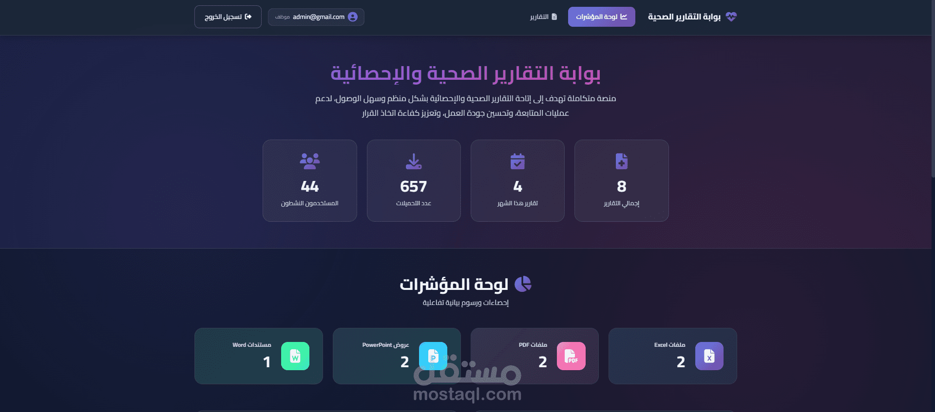 نظام لإدارة وعرض التقارير الصحية والإحصائية