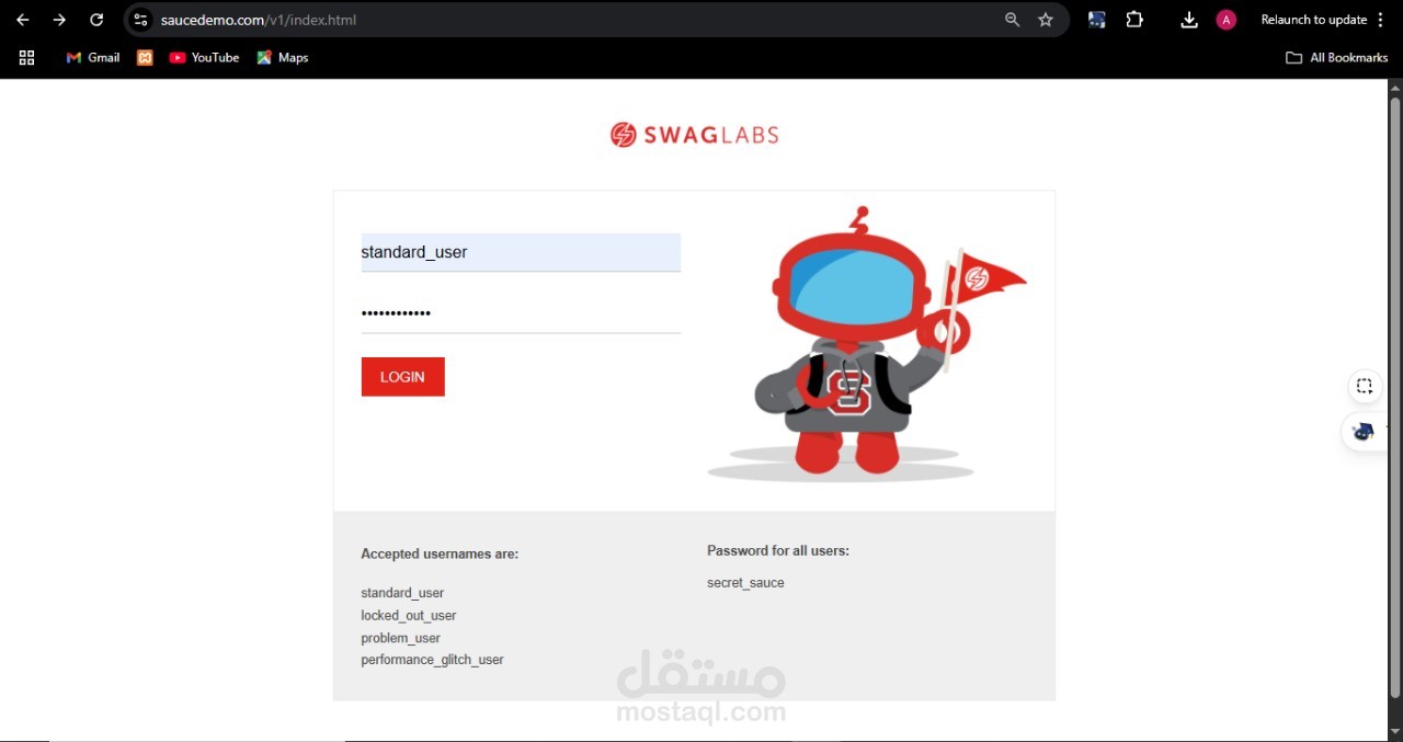 Manual & Automation Testing for Swag Labs