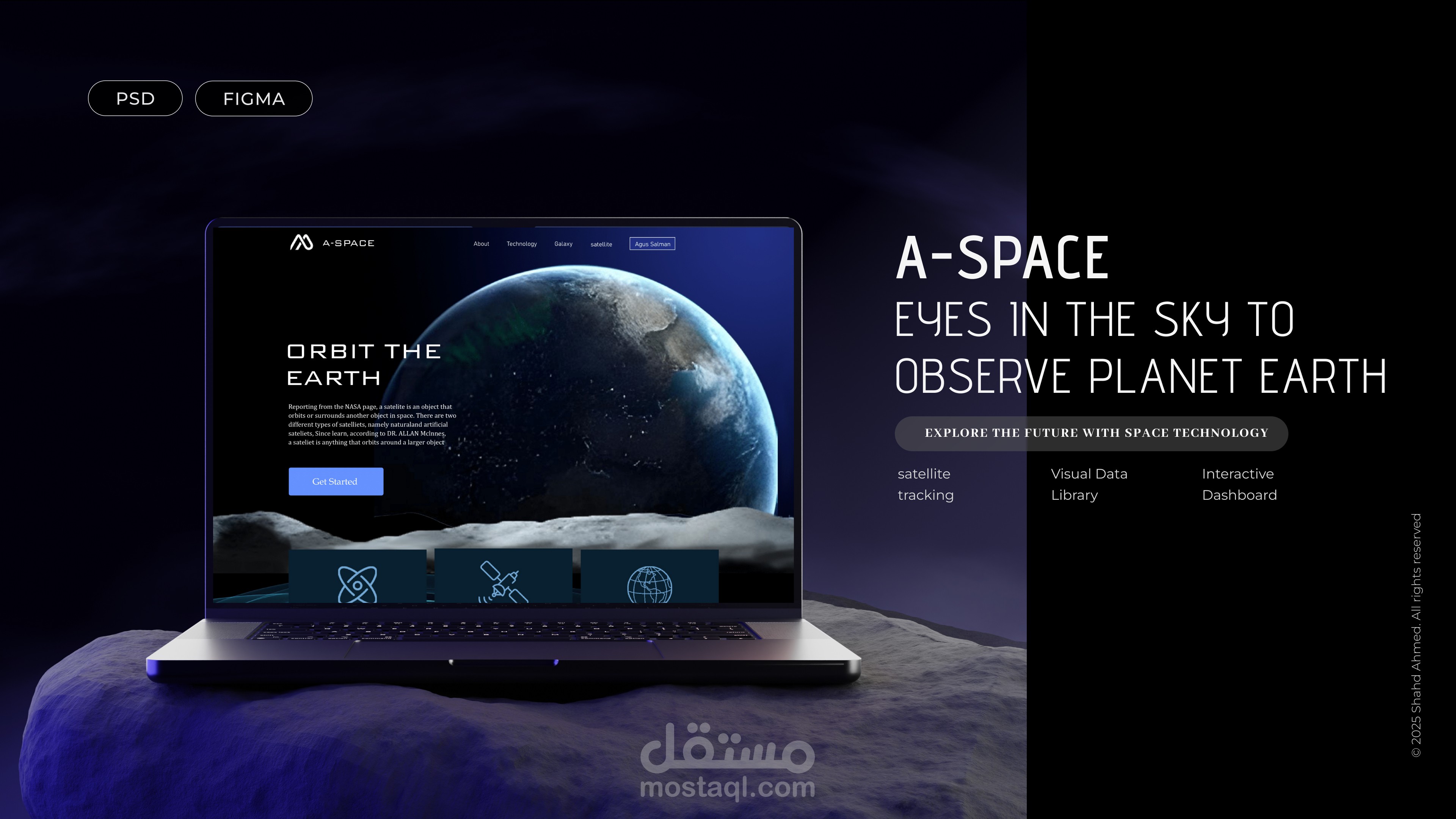 تصميم موقع اقمار صناعية في وضع الليل بواسطة photoshop