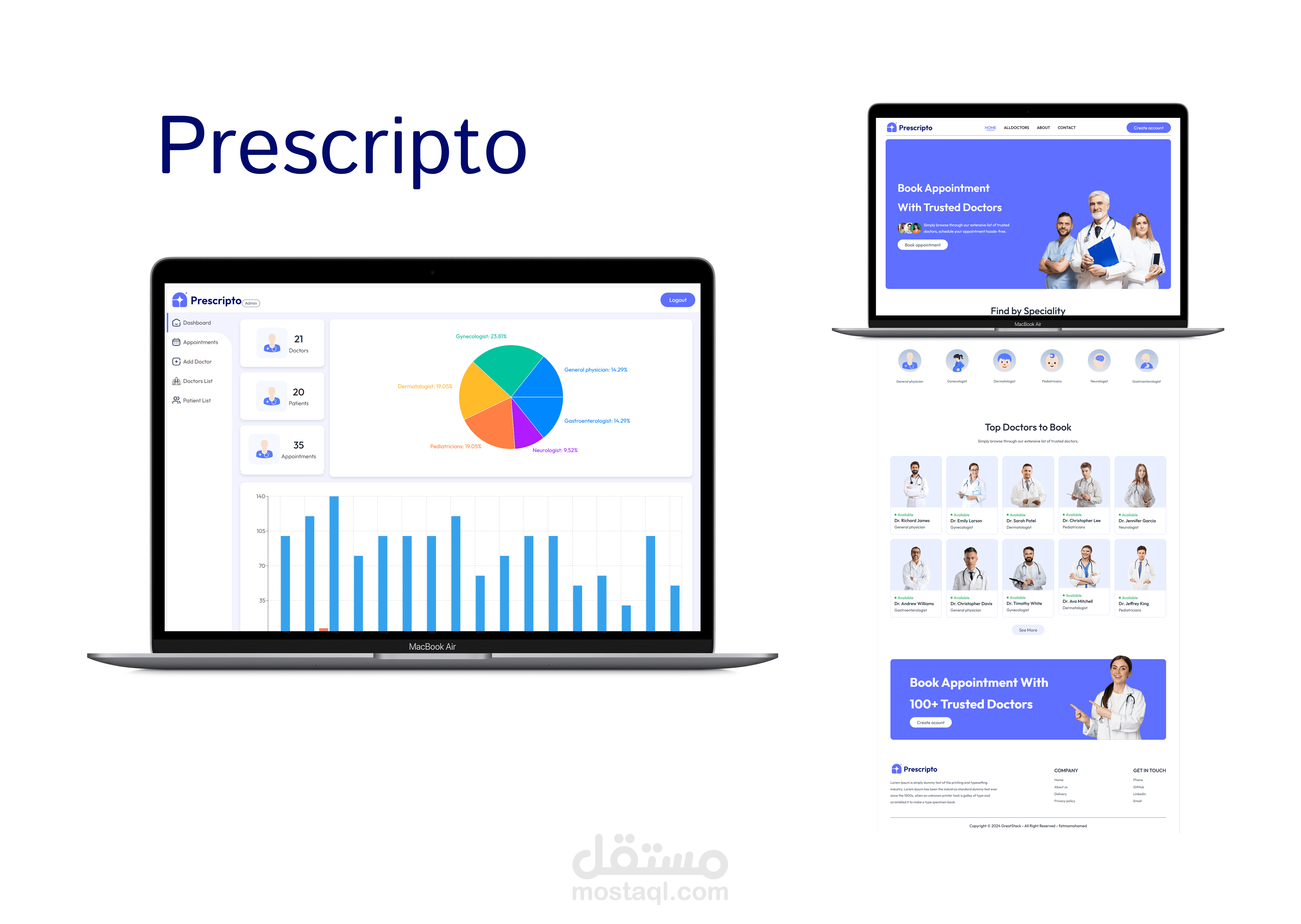 تطوير واجهات موقع حجز مواعيد طبية وتحسين تجربة المستخدم – Prescripto
