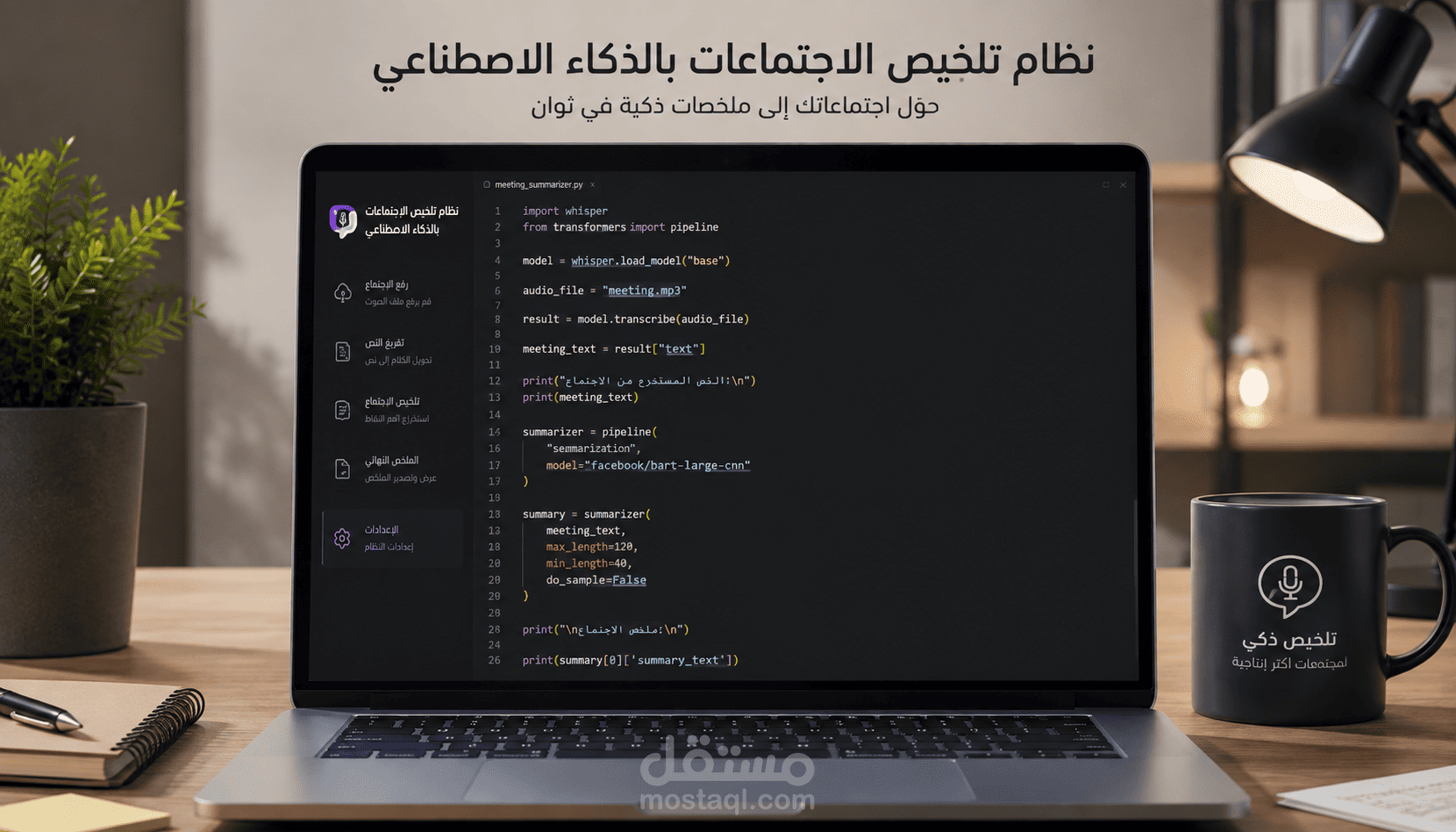 نظام تلخيص الاجتماعات بالذكاء الاصطناعي