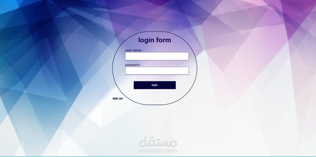 Login page