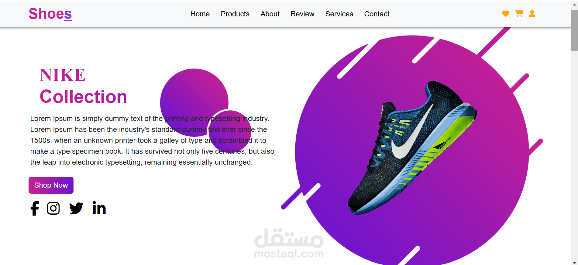 shoes store landing page