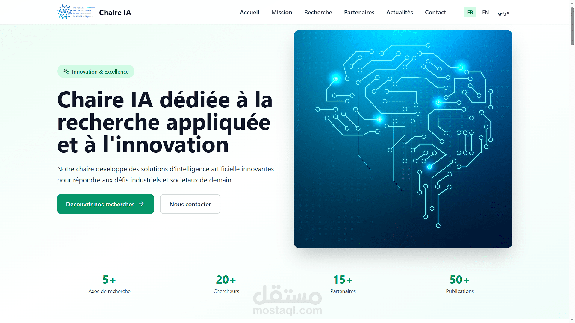 تطوير الموقع الإلكتروني لكرسي الذكاء الاصطناعي