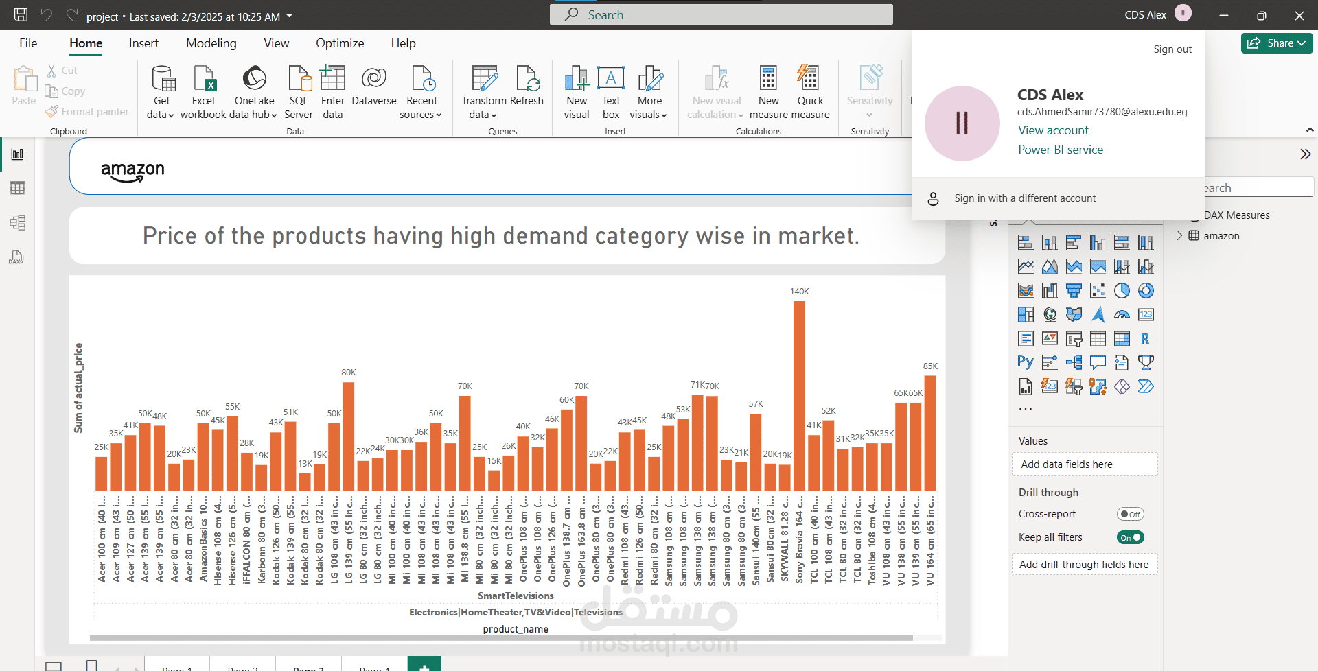 تحليل بيانات من Amazon باستخدام Power BI