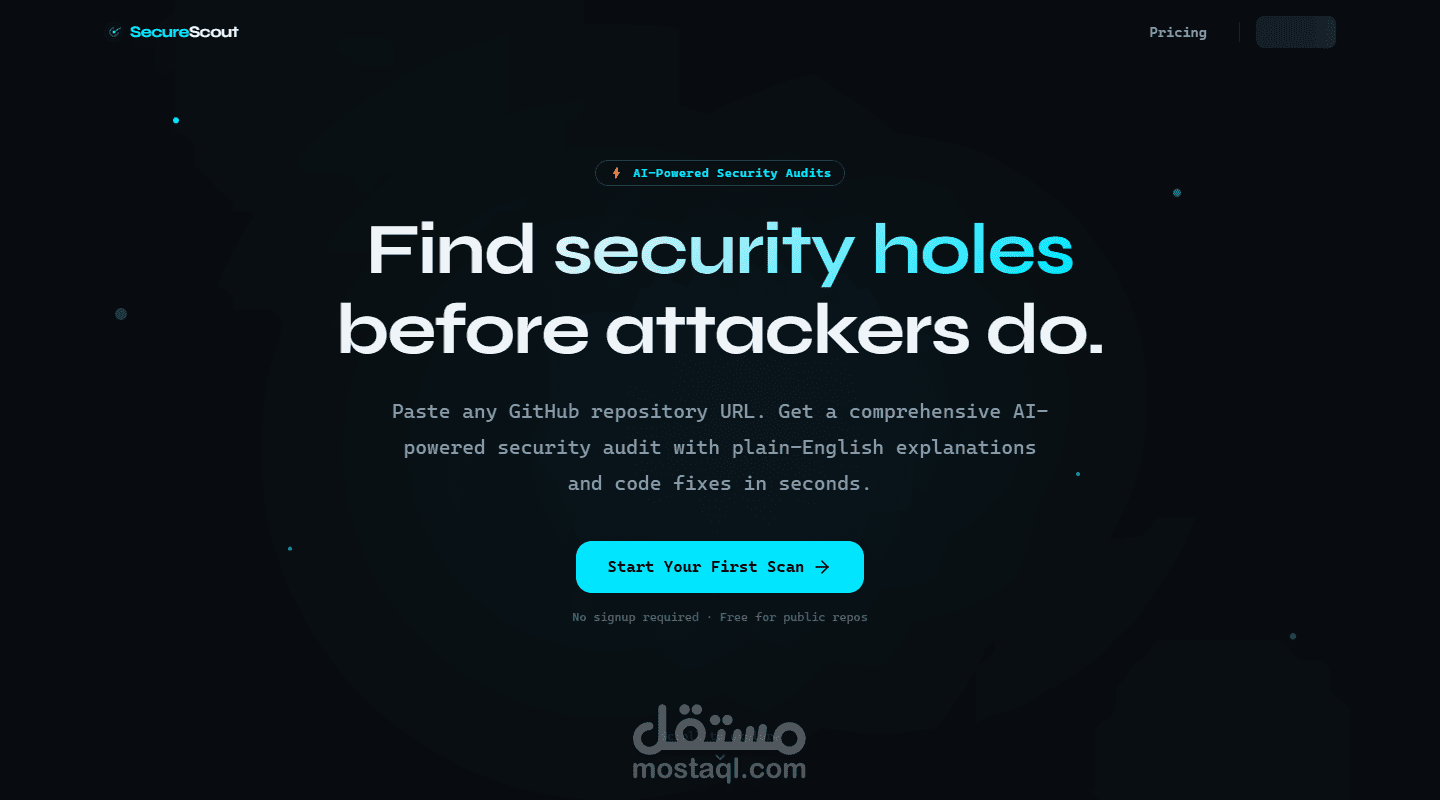 SecureScout — منصة تدقيق أمني للكود مدعومة بالذكاء الاصطناعي (FastAPI + Next.js)