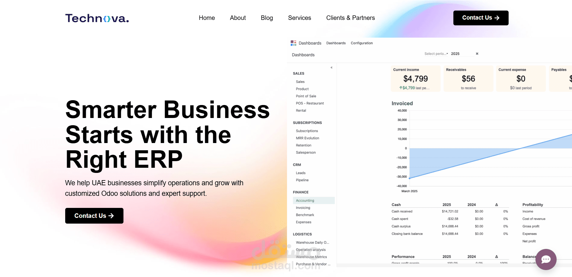تصميم موقع Tech Novame لخدمات ERP