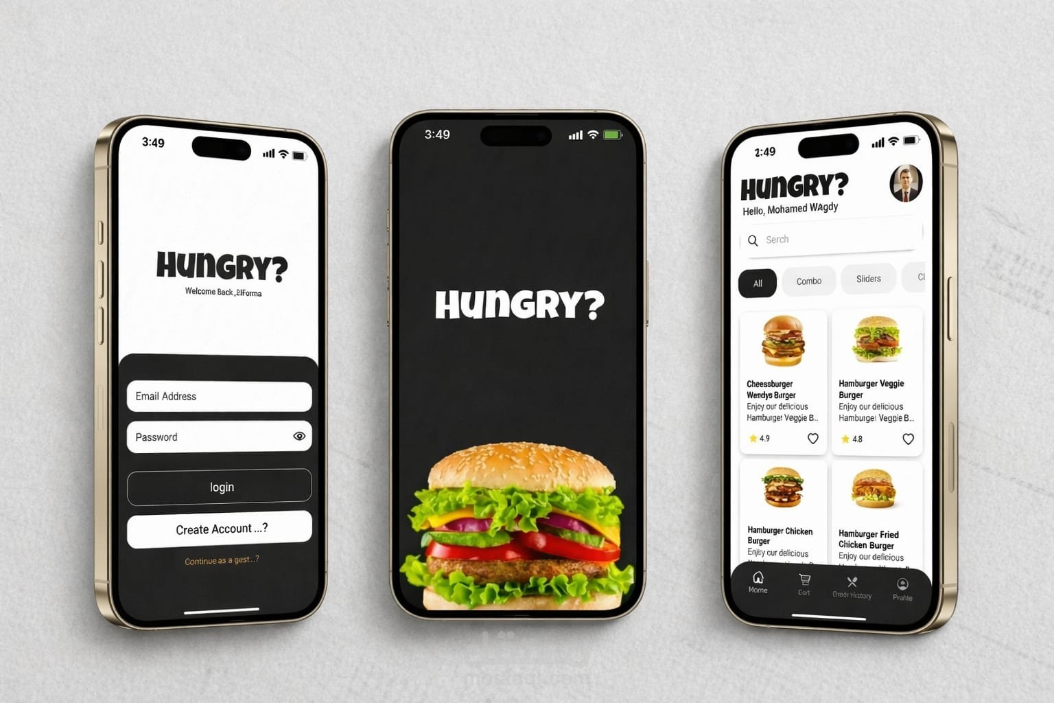 تطبيق "Hungry" لطلب الطعام - نظام برمجـي متكامل (Android & iOS).