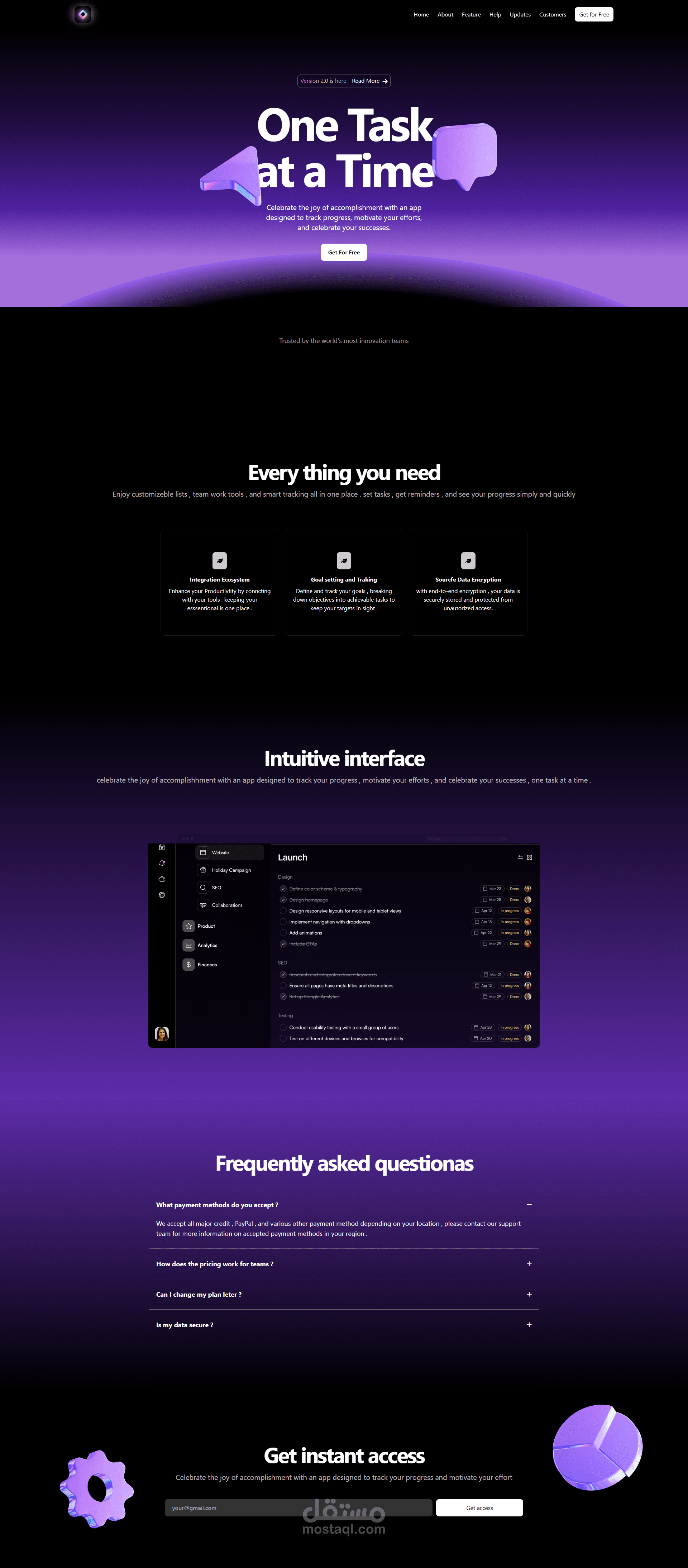 landing page dark theme