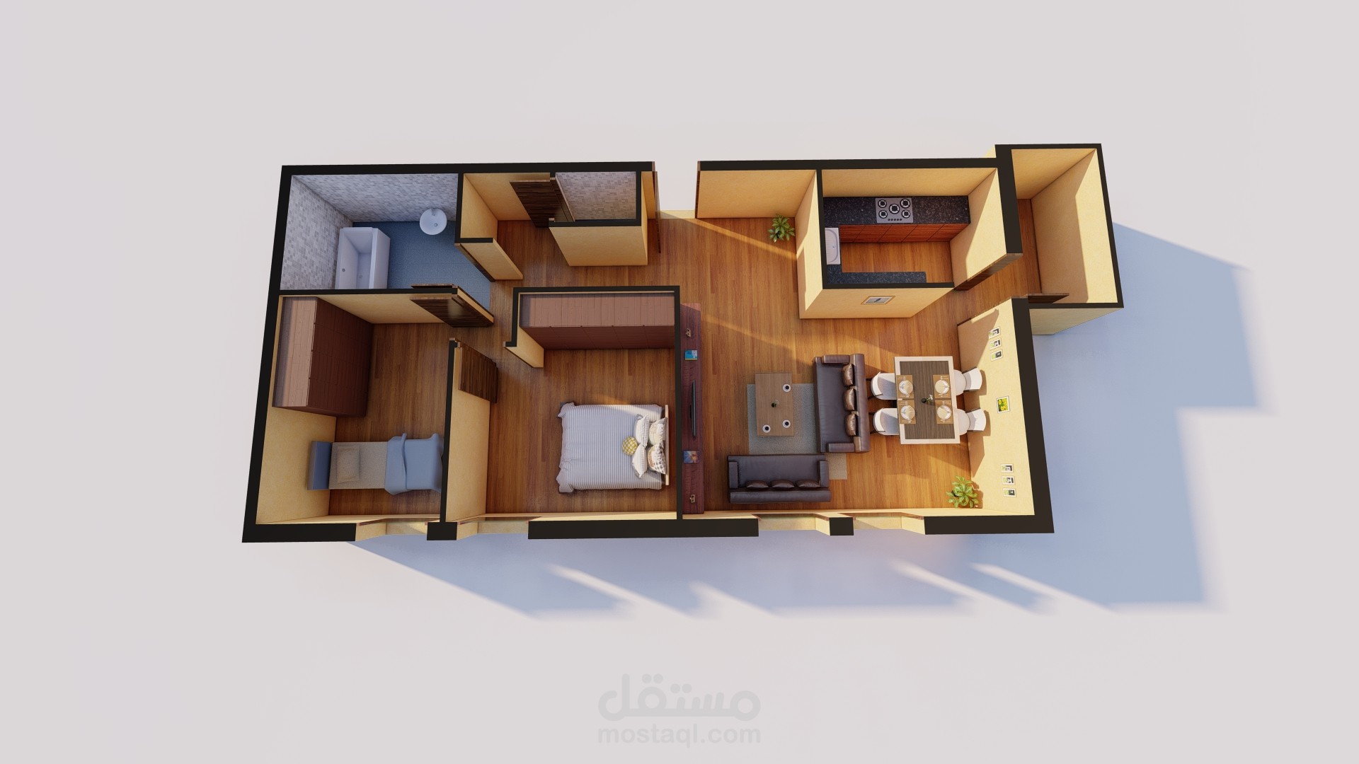 floor plan 3d -عرض ثري دي لشقق