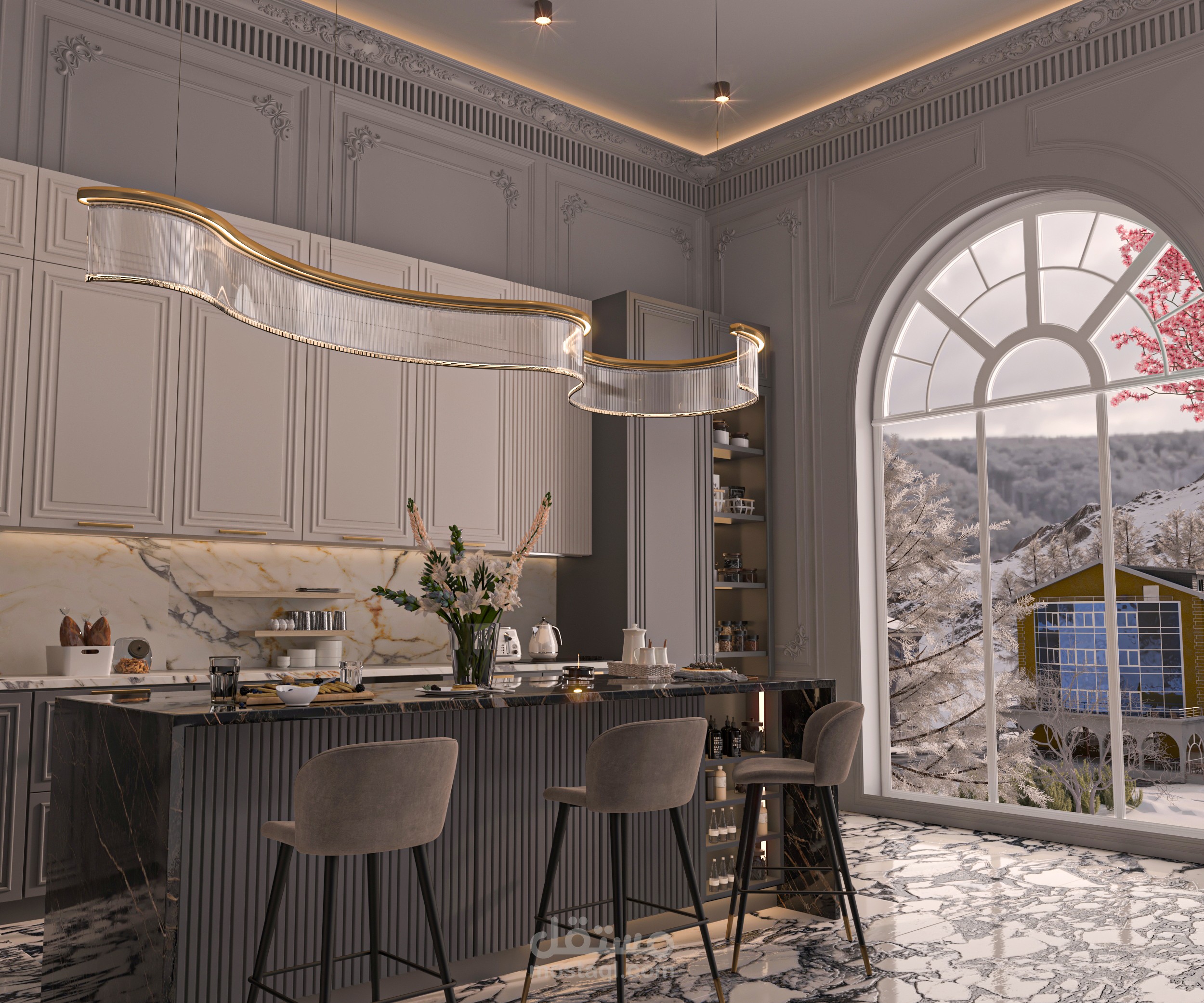 تم تصميم هذا المطبخ في المملكة المتحدة تحديدا في العاصمة (لندن)