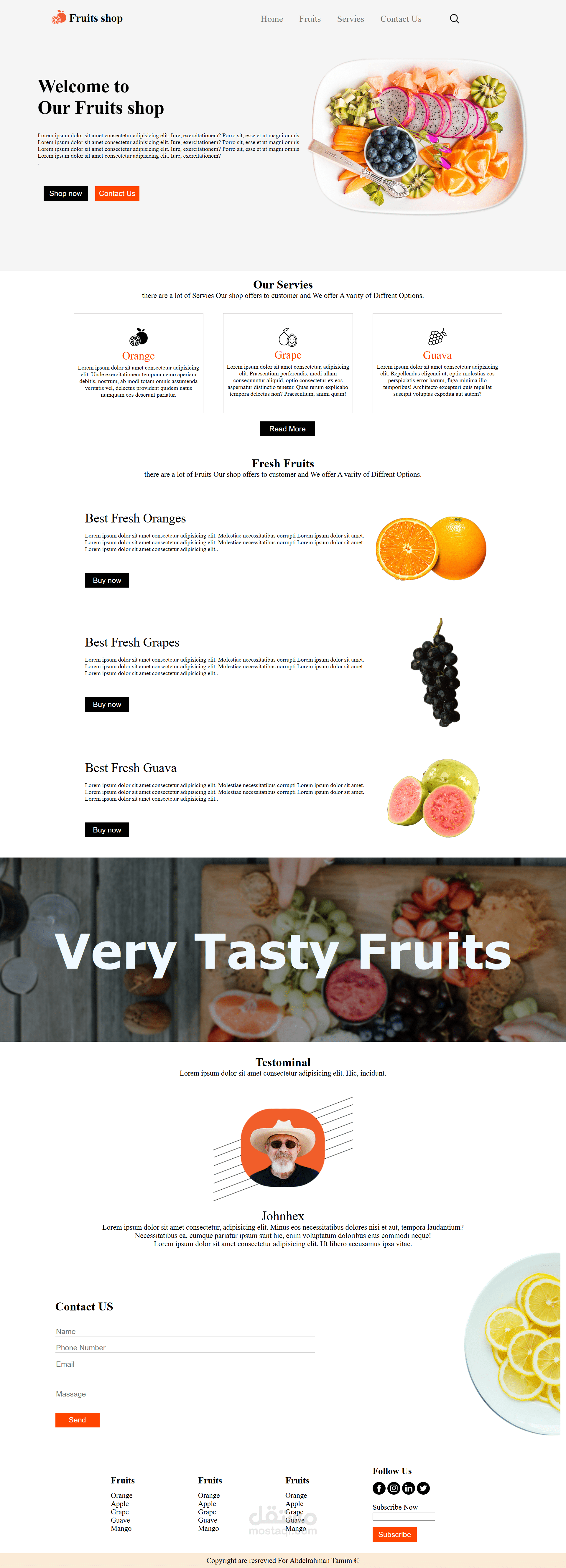"Fruits Shop - متجر لبيع الفواكه الطازجة"